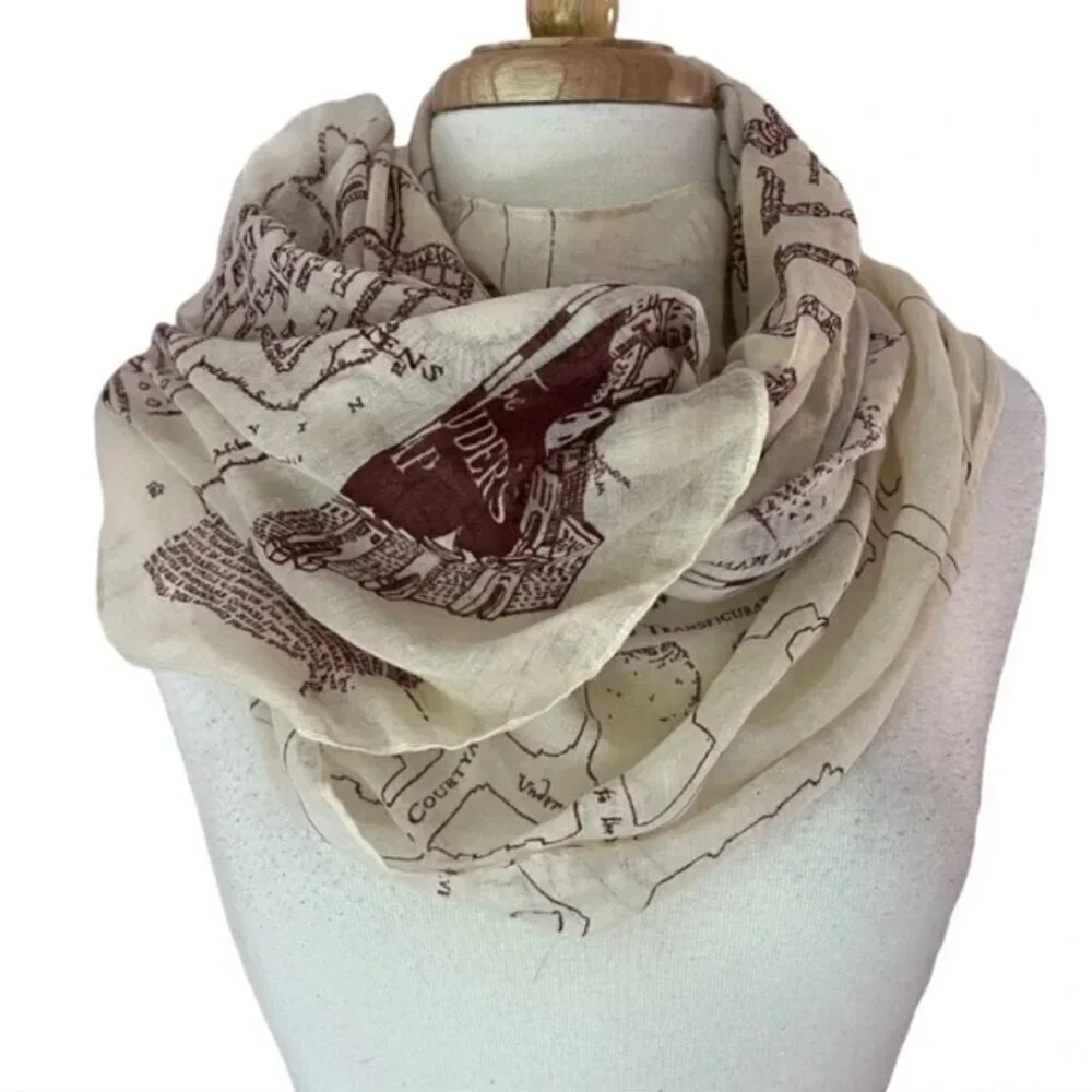 Wizarding World Harry Potter Marauders' Map Print Scarf Hogwarts Challis Fabric
